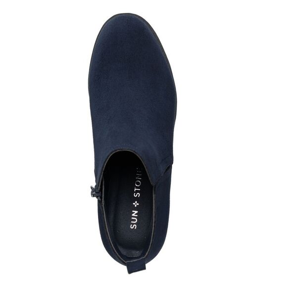 SUN STONE Womens Navy Back Pull-Tab Cadee Round Toe Block Heel Booties 6.5 M - Picture 3 of 4